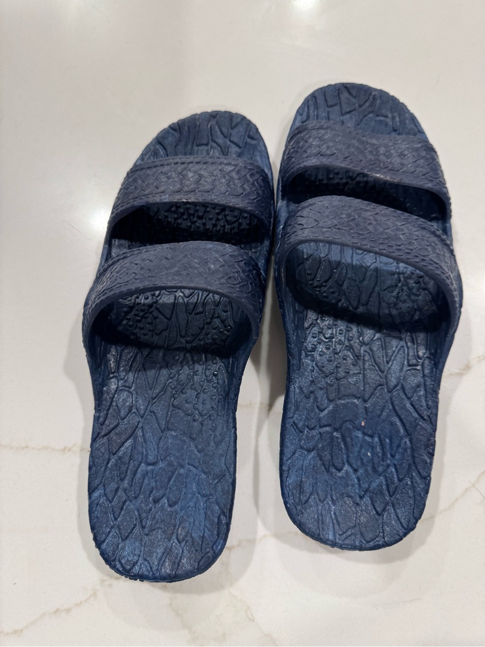 Pali Hawaii Women's Navy Blue Double-Strap Slide Sandals